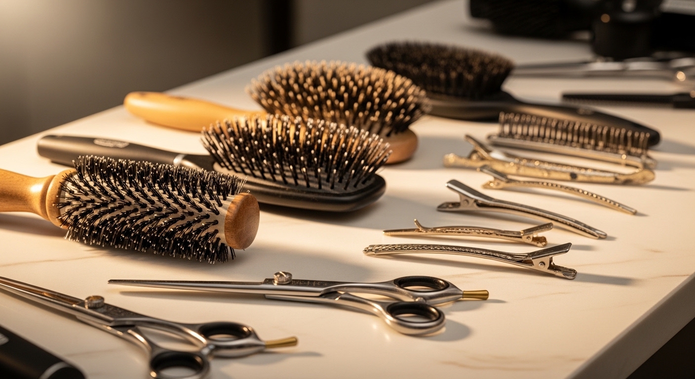 Professionele kappergereedschappen op een werkblad