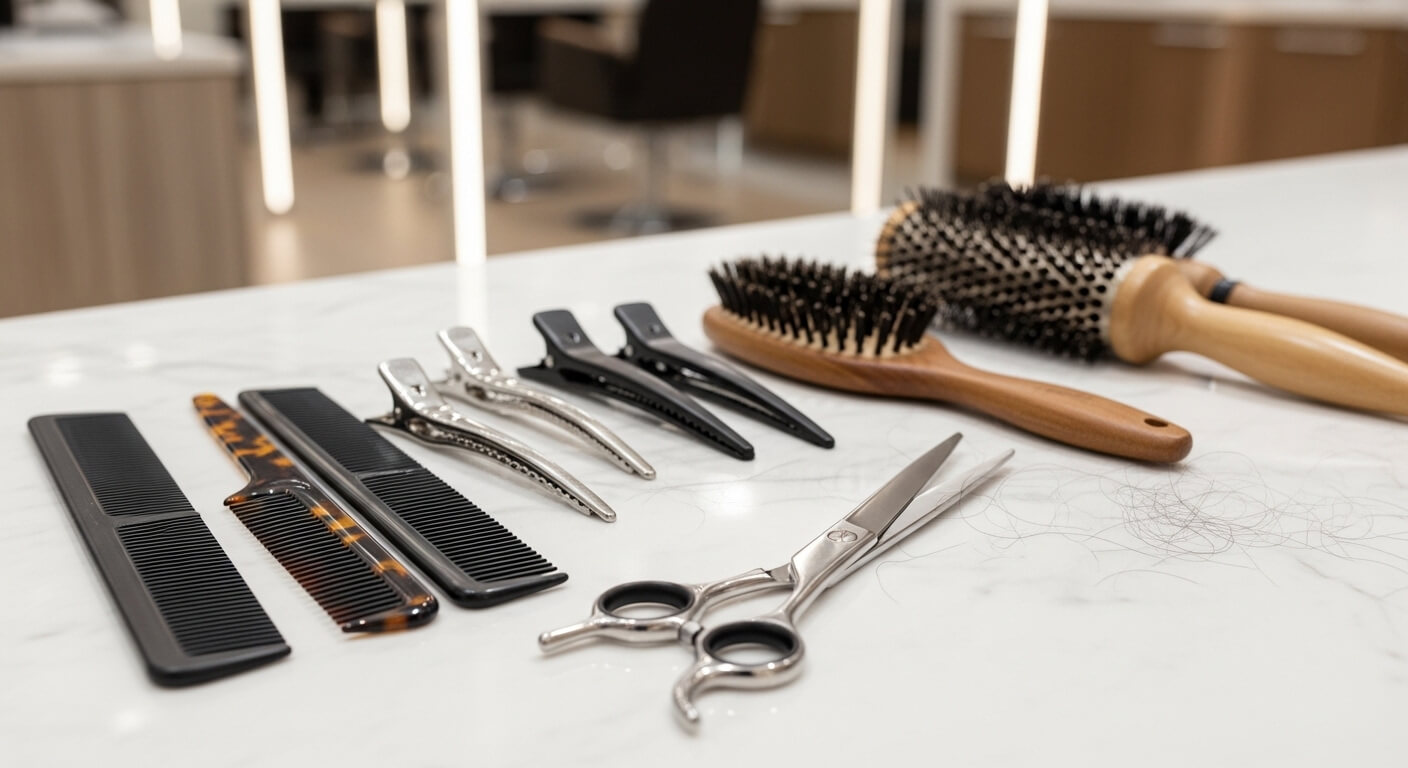 Professioneel kappersgereedschap in een moderne salon