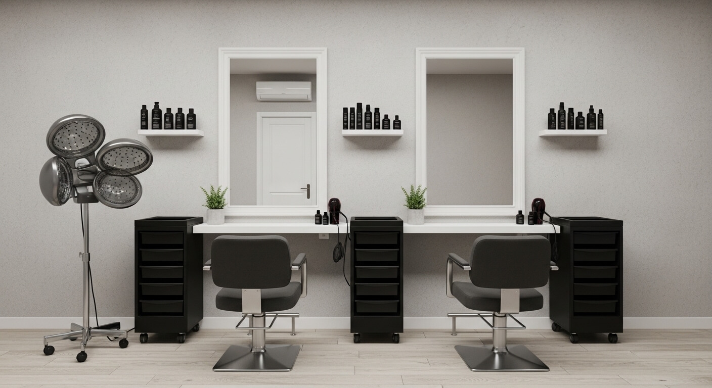 Professionele kappersstoel met styling tools