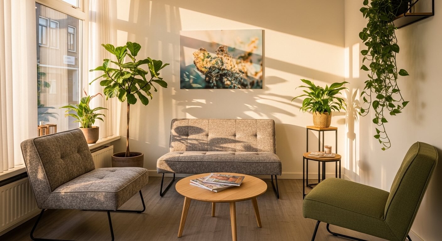 Gezellige wachtrruimte in een kapsalon