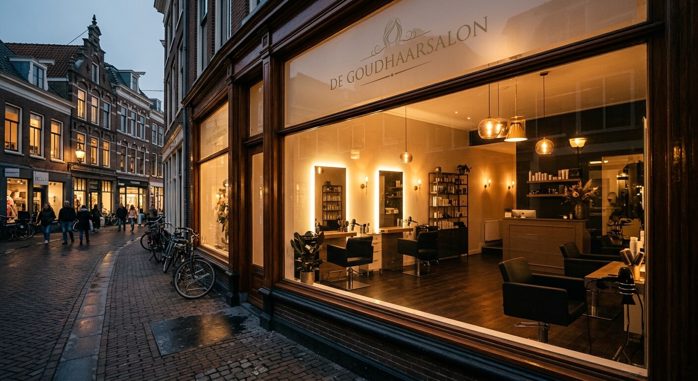 Kapsalon interieur met styling stoelen en warme verlichting