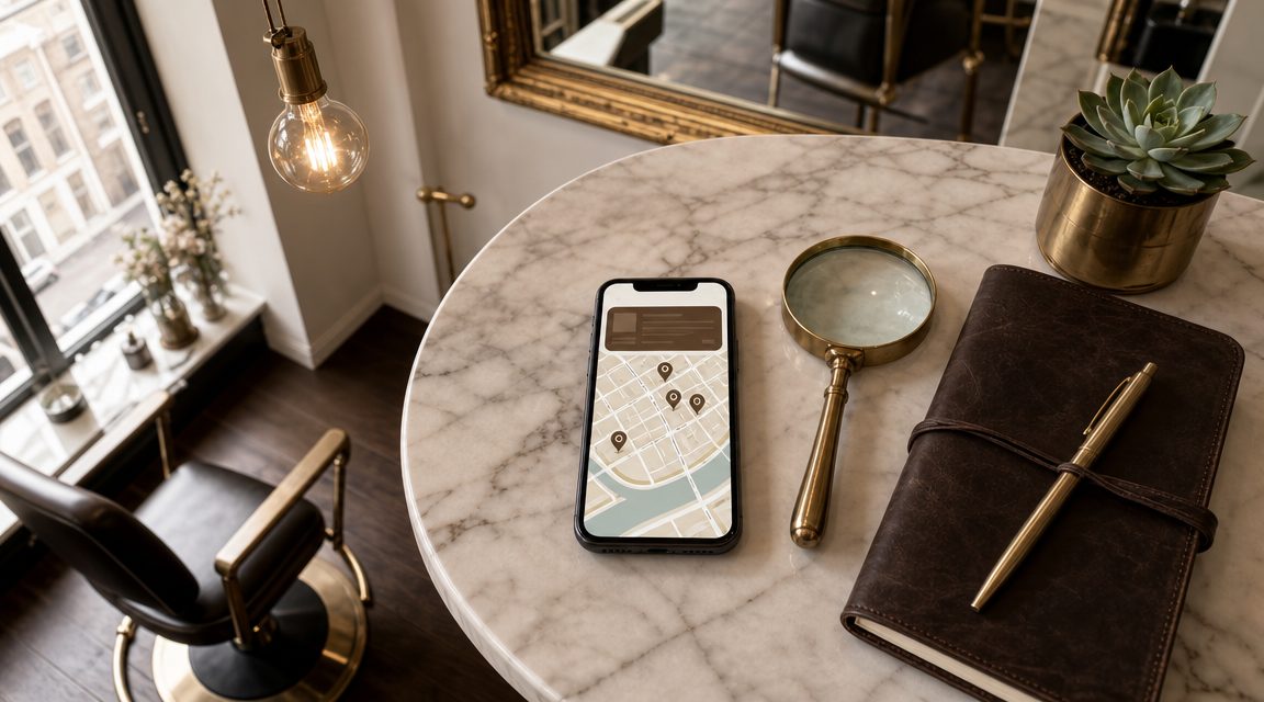 Google Maps listing voor een kapsalon op smartphone
